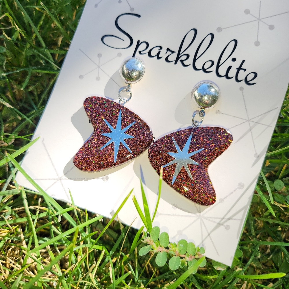 Retro boomerang Starburst earrings